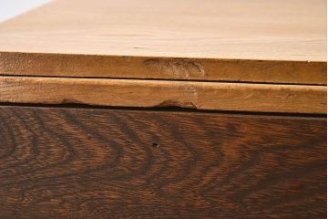 レトロ家具　昭和レトロ　栓材　木色の違いが印象的な片袖机(デスク)