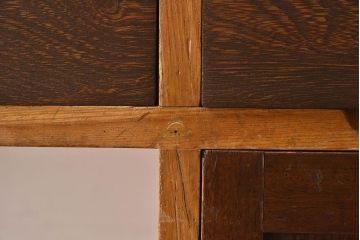 レトロ家具　昭和レトロ　栓材　木色の違いが印象的な片袖机(デスク)