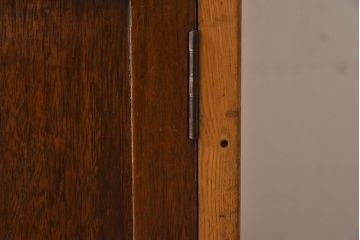 レトロ家具　昭和レトロ　栓材　木色の違いが印象的な片袖机(デスク)