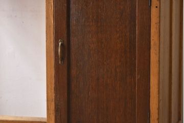 レトロ家具　昭和レトロ　栓材　木色の違いが印象的な片袖机(デスク)