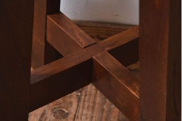 レトロ家具　昭和レトロ　落ち着きのある木の質感が味わい深い丸型スツール(椅子、チェア)(2)