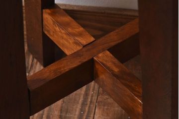 レトロ家具　昭和レトロ　落ち着きのある木の質感が味わい深い丸型スツール(椅子、チェア)(3)