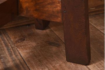 レトロ家具　昭和レトロ　落ち着きのある木の質感が味わい深い丸型スツール(椅子、チェア)(3)