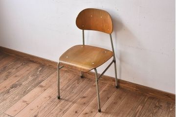 ヴィンテージ家具　ビンテージ　シンプルでデザインのスクールチェア(キッズチェア、椅子)(3)