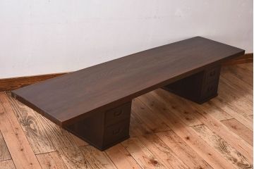 アンティーク家具　和製アンティーク　天板一枚板!小引き出し付きの組み立て式裁ち板(ローテーブル)