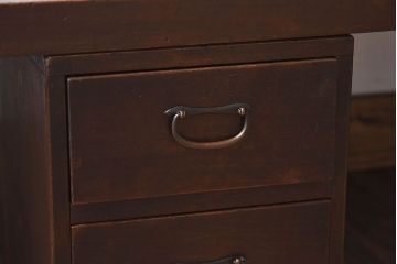 アンティーク家具　和製アンティーク　天板一枚板!小引き出し付きの組み立て式裁ち板(ローテーブル)