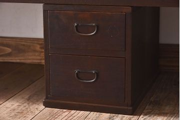 アンティーク家具　和製アンティーク　天板一枚板!小引き出し付きの組み立て式裁ち板(ローテーブル)
