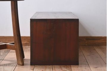 レトロ家具　昭和レトロ　モールガラス入りの小さなローボード(収納棚、戸棚)