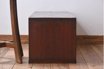 レトロ家具　昭和レトロ　モールガラス入りの小さなローボード(収納棚、戸棚)