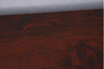 レトロ家具　昭和レトロ　モールガラス入りの小さなローボード(収納棚、戸棚)