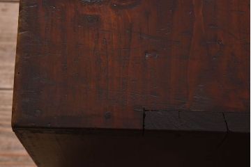 レトロ家具　昭和レトロ　モールガラス入りの小さなローボード(収納棚、戸棚)