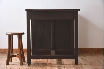 レトロ家具　昭和レトロ　古いナラ材の重厚な片袖机(学習机、在宅ワーク、在宅用デスク)