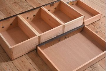 レトロ家具　昭和レトロ　古いナラ材の重厚な片袖机(学習机、在宅ワーク、在宅用デスク)