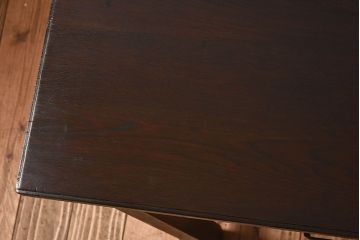 レトロ家具　昭和レトロ　古いナラ材の重厚な片袖机(学習机、在宅ワーク、在宅用デスク)