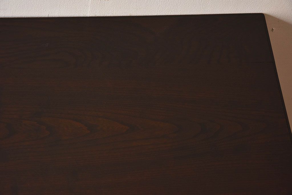 レトロ家具　昭和レトロ　古いナラ材の重厚な片袖机(学習机、在宅ワーク、在宅用デスク)