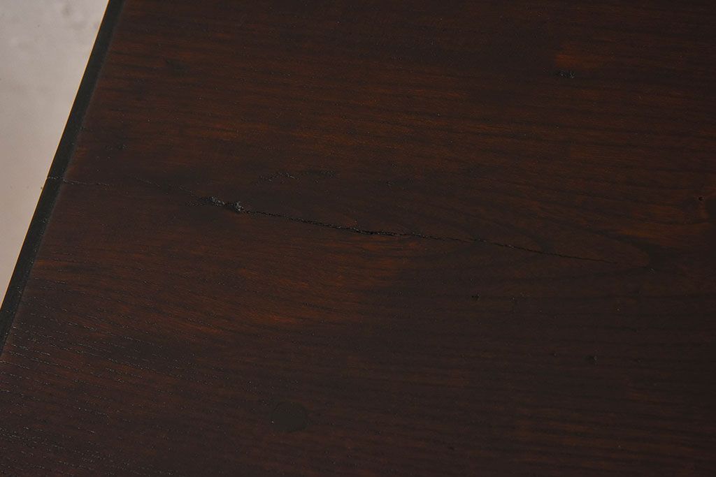 レトロ家具　昭和レトロ　古いナラ材の重厚な片袖机(学習机、在宅ワーク、在宅用デスク)