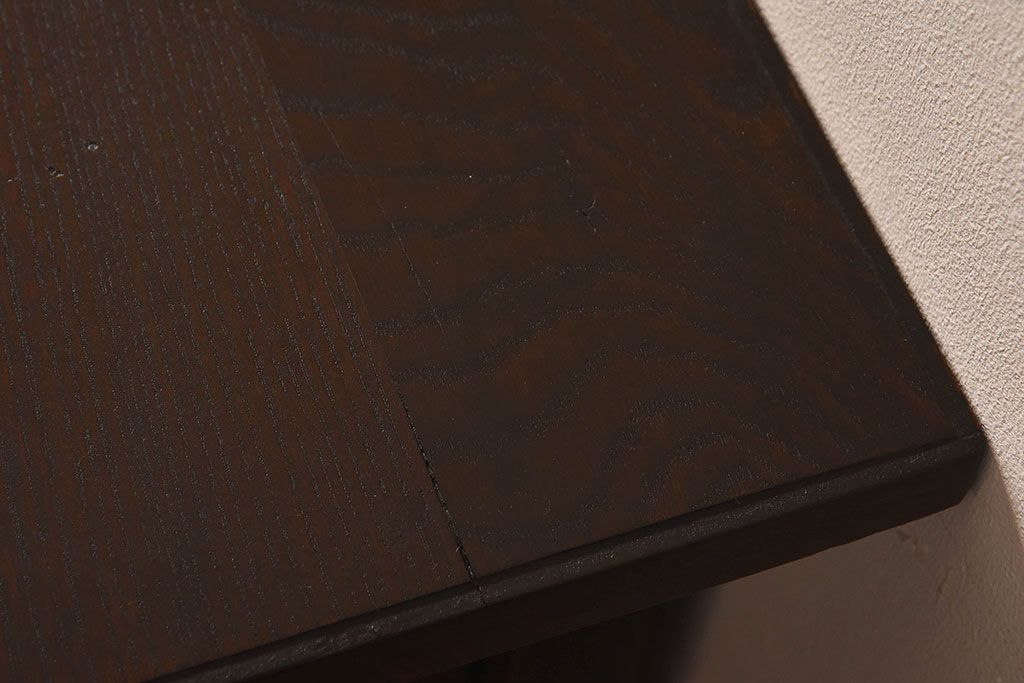 レトロ家具　昭和レトロ　古いナラ材の重厚な片袖机(学習机、在宅ワーク、在宅用デスク)