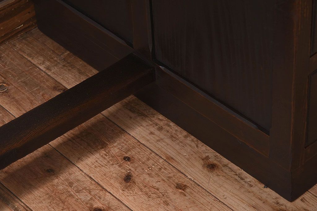 レトロ家具　昭和レトロ　古いナラ材の重厚な片袖机(学習机、在宅ワーク、在宅用デスク)