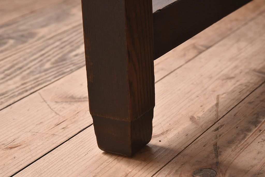 レトロ家具　昭和レトロ　古いナラ材の重厚な片袖机(学習机、在宅ワーク、在宅用デスク)