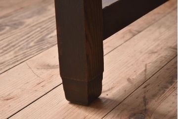 レトロ家具　昭和レトロ　古いナラ材の重厚な片袖机(学習机、在宅ワーク、在宅用デスク)