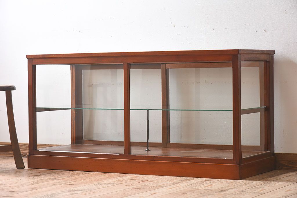 【I様ご決済用(加工費込)】和製アンティーク　レトロな風合いが素敵なガラスケース(ショーケース、陳列棚)