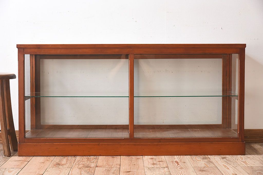 【I様ご決済用(加工費込)】和製アンティーク　レトロな風合いが素敵なガラスケース(ショーケース、陳列棚)