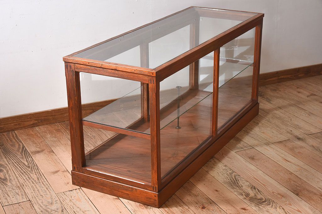 【I様ご決済用(加工費込)】和製アンティーク　レトロな風合いが素敵なガラスケース(ショーケース、陳列棚)