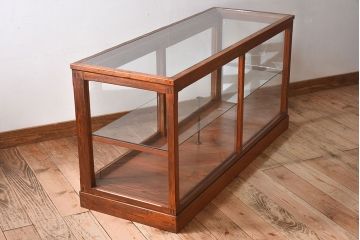 【I様ご決済用(加工費込)】和製アンティーク　レトロな風合いが素敵なガラスケース(ショーケース、陳列棚)