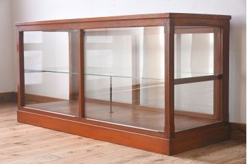 【I様ご決済用(加工費込)】和製アンティーク　レトロな風合いが素敵なガラスケース(ショーケース、陳列棚)