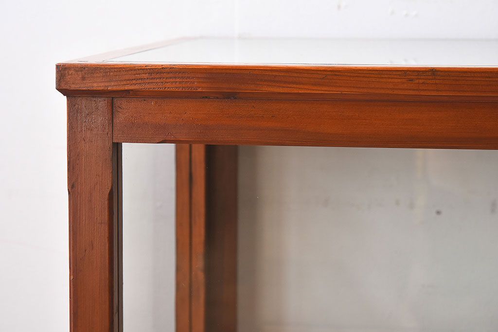 【I様ご決済用(加工費込)】和製アンティーク　レトロな風合いが素敵なガラスケース(ショーケース、陳列棚)