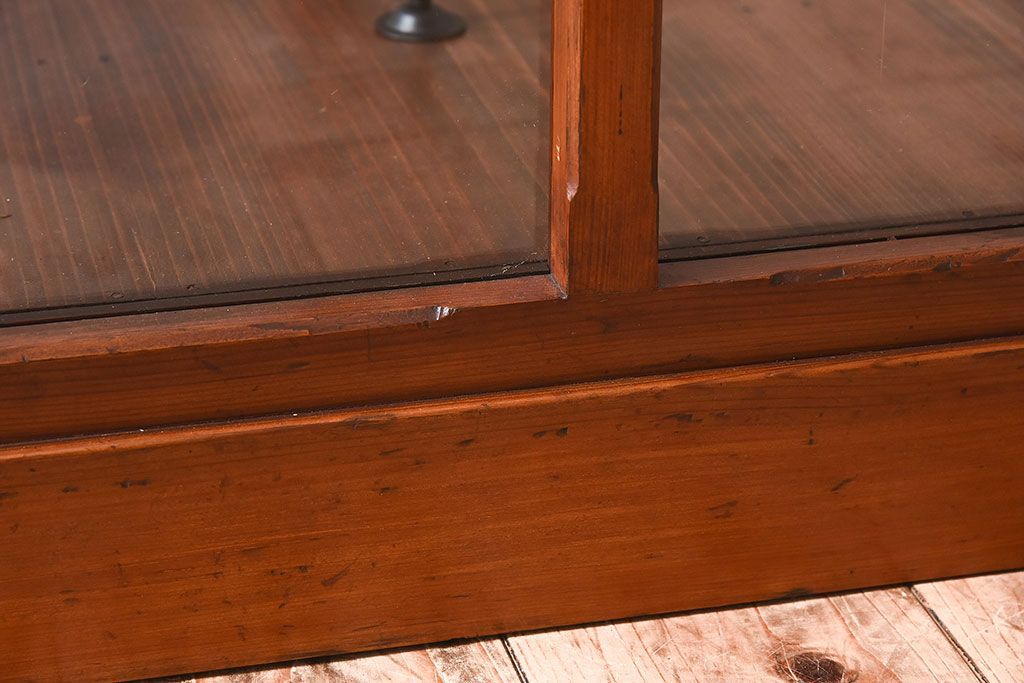 【I様ご決済用(加工費込)】和製アンティーク　レトロな風合いが素敵なガラスケース(ショーケース、陳列棚)