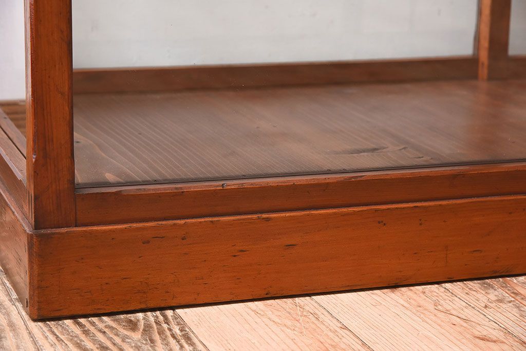 【I様ご決済用(加工費込)】和製アンティーク　レトロな風合いが素敵なガラスケース(ショーケース、陳列棚)