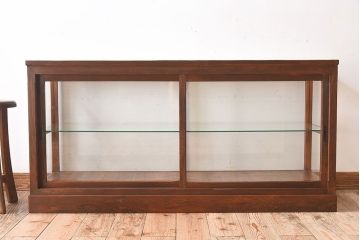 【I様ご決済用(加工費込)】和製アンティーク　レトロな風合いが素敵なガラスケース(ショーケース、陳列棚)