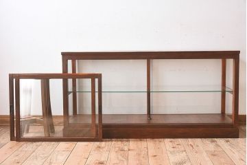 【I様ご決済用(加工費込)】和製アンティーク　レトロな風合いが素敵なガラスケース(ショーケース、陳列棚)