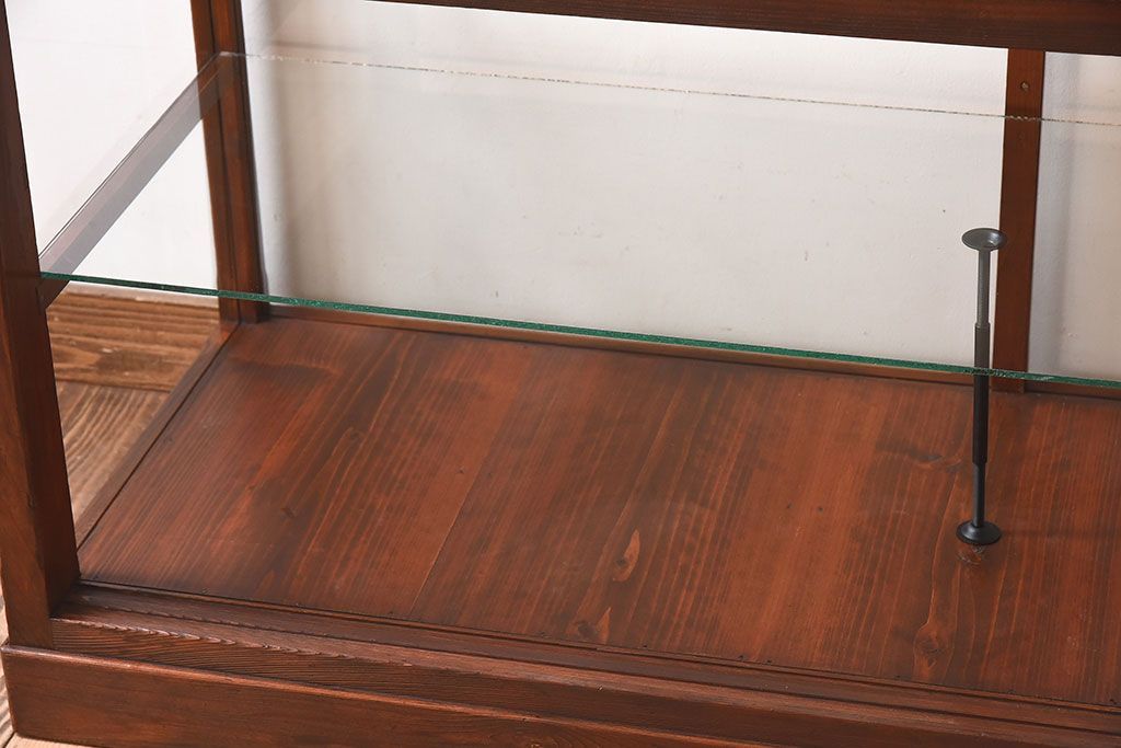 【I様ご決済用(加工費込)】和製アンティーク　レトロな風合いが素敵なガラスケース(ショーケース、陳列棚)