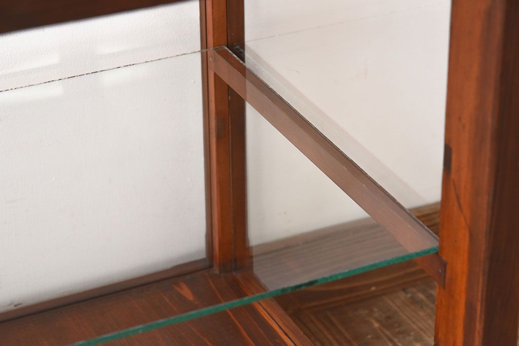 【I様ご決済用(加工費込)】和製アンティーク　レトロな風合いが素敵なガラスケース(ショーケース、陳列棚)