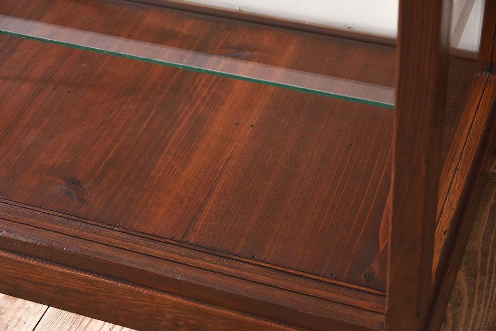 【I様ご決済用(加工費込)】和製アンティーク　レトロな風合いが素敵なガラスケース(ショーケース、陳列棚)