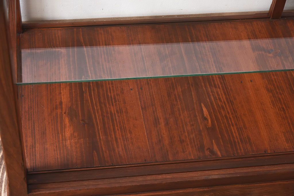 【I様ご決済用(加工費込)】和製アンティーク　レトロな風合いが素敵なガラスケース(ショーケース、陳列棚)