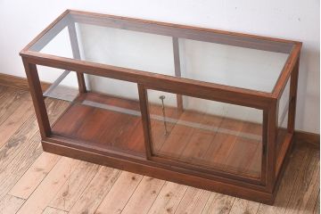 【I様ご決済用(加工費込)】和製アンティーク　レトロな風合いが素敵なガラスケース(ショーケース、陳列棚)