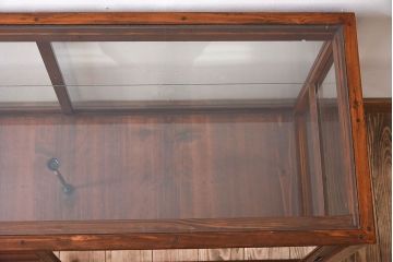 【I様ご決済用(加工費込)】和製アンティーク　レトロな風合いが素敵なガラスケース(ショーケース、陳列棚)
