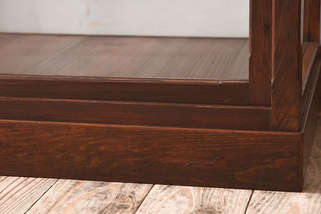 【I様ご決済用(加工費込)】和製アンティーク　レトロな風合いが素敵なガラスケース(ショーケース、陳列棚)