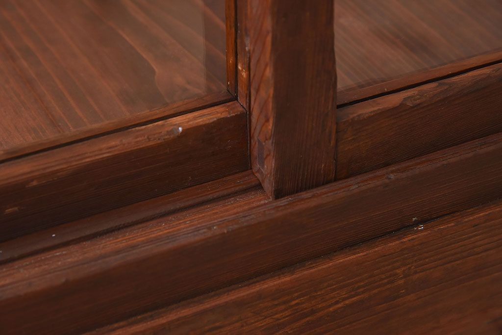 【I様ご決済用(加工費込)】和製アンティーク　レトロな風合いが素敵なガラスケース(ショーケース、陳列棚)