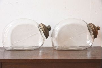 アンティーク雑貨　レトロな質感が素敵なアンティーク猫瓶(ガラス瓶)2個セット(1)