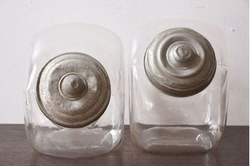 アンティーク雑貨　レトロな質感が素敵なアンティーク猫瓶(ガラス瓶)2個セット(2)