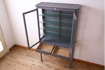 ペイント家具　落ちつきのあるカラーのケビント(ガラスケース、デンタルケース)