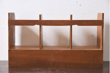 アンティーク雑貨　昭和レトロ　引き出し2杯付き!違った木の色味が味わえる本立て