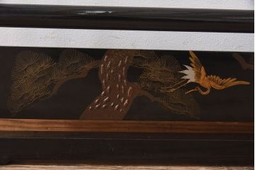 アンティーク雑貨　古民具・骨董　鶴と松が繊細に描かれた衣桁