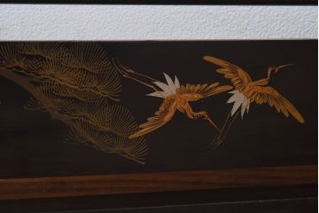 アンティーク雑貨　古民具・骨董　鶴と松が繊細に描かれた衣桁
