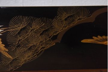 アンティーク雑貨　古民具・骨董　鶴と松が繊細に描かれた衣桁