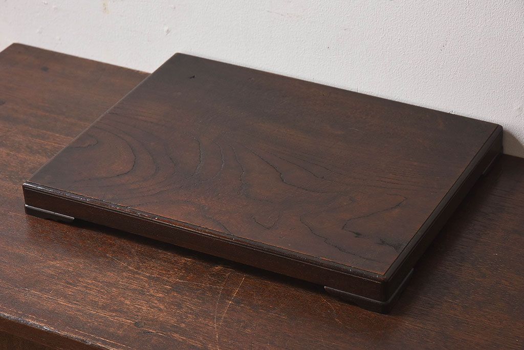 アンティーク雑貨　明治大正期　総ケヤキ材　力強い木目が印象的な花台